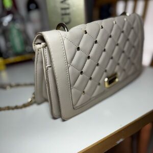 Elegant Beige Quilted Shoulder Bag